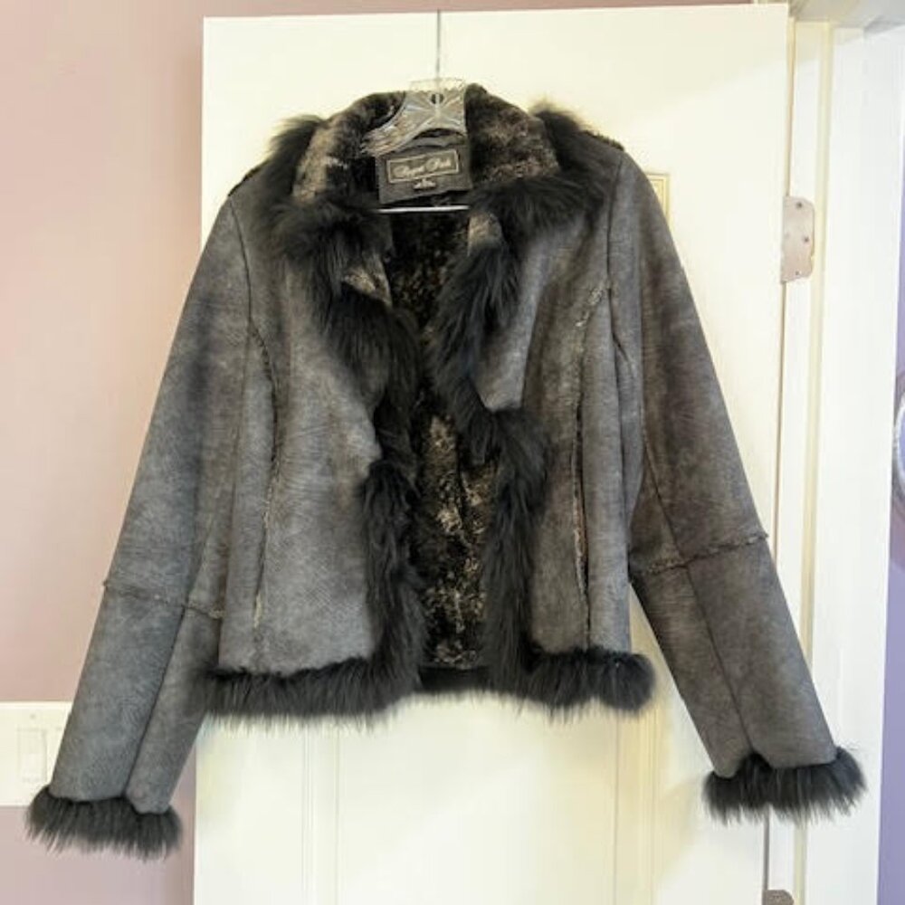 Regent Park Faux Shearling Jacket with Real Fur Trim